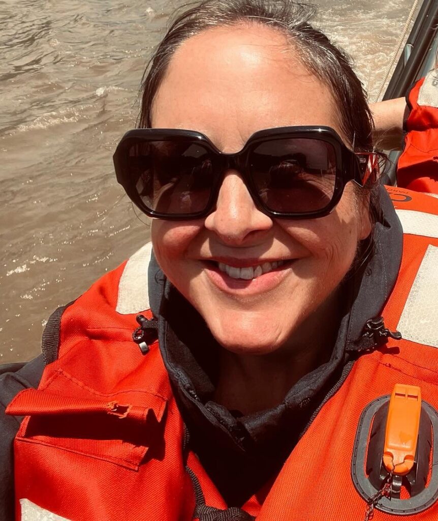 Clare Westwood, owner of Travel with Abeona, on a boat ride at Iguazu Falls, Argentina.