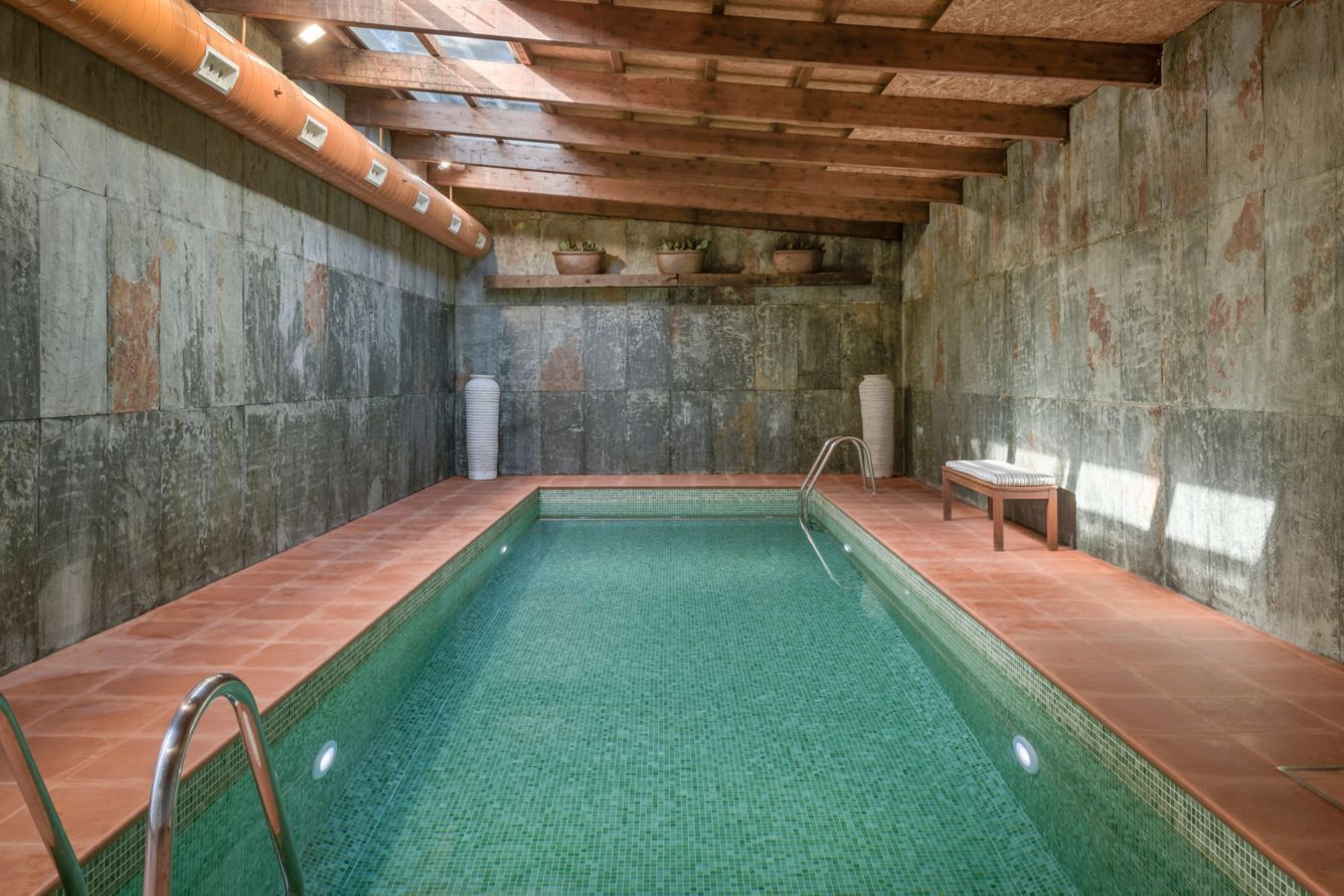 An indoor pool in the luxury hotel.