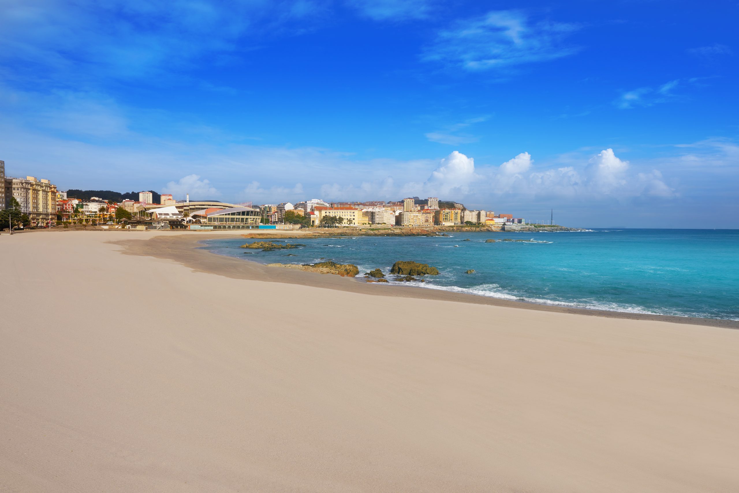 A Coruña Riazor beach in Galicia, Spain