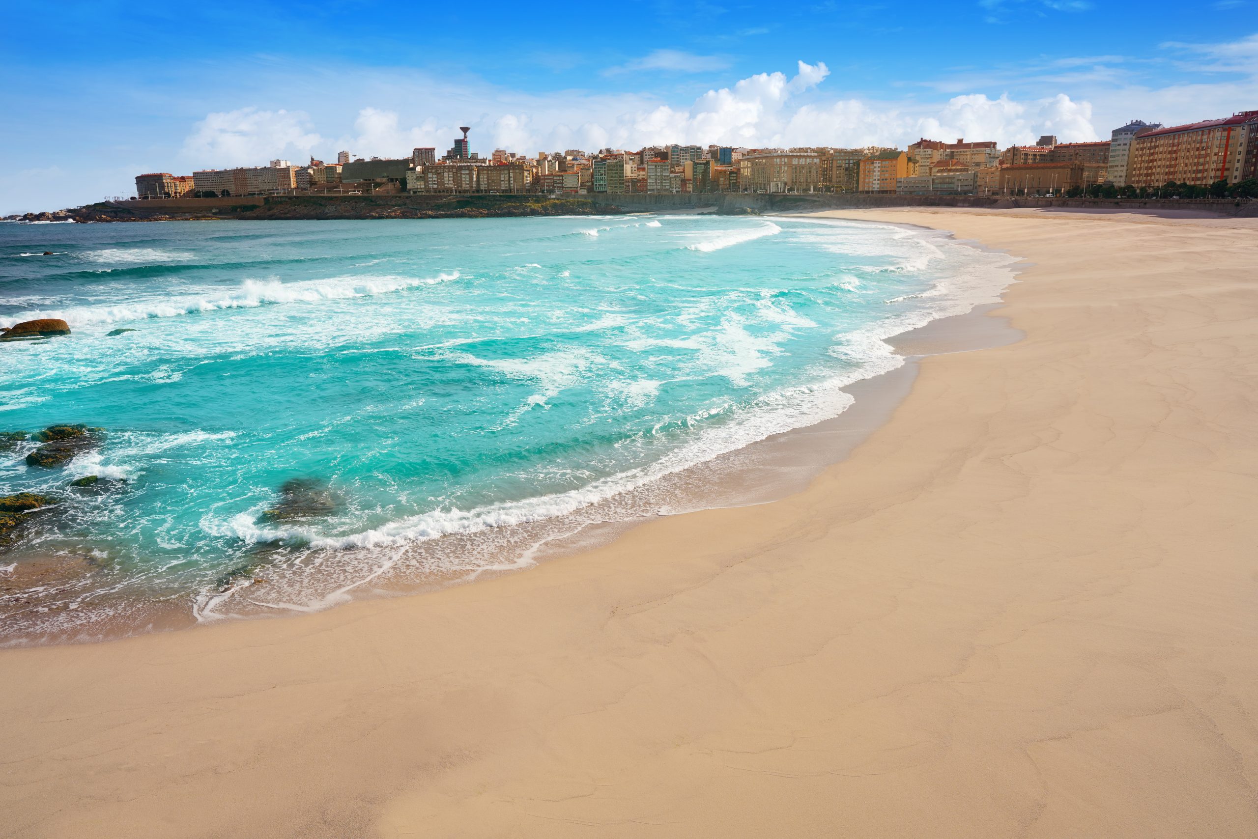 A Coruña Riazor beach in Galicia, Spain