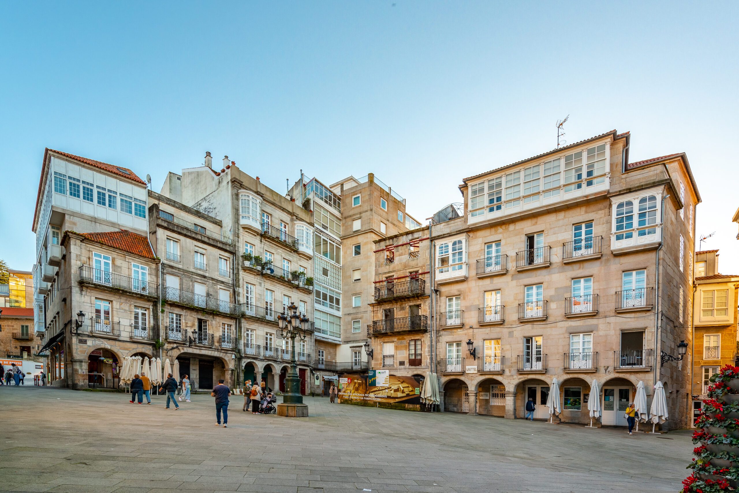 Plaza de la Constitución, Caco Antiguo, with blue skies in he background.