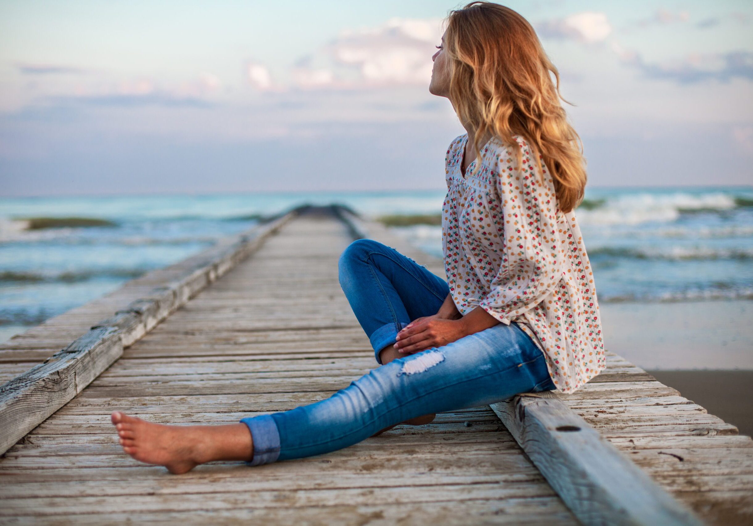 Woman taking a rest on vacation at the sea.